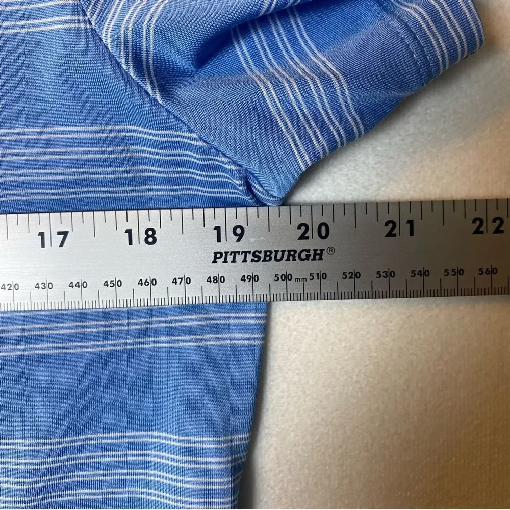 Nike Golf Dri Fit White and Blue Striped Short Sleeve Polo Size Large